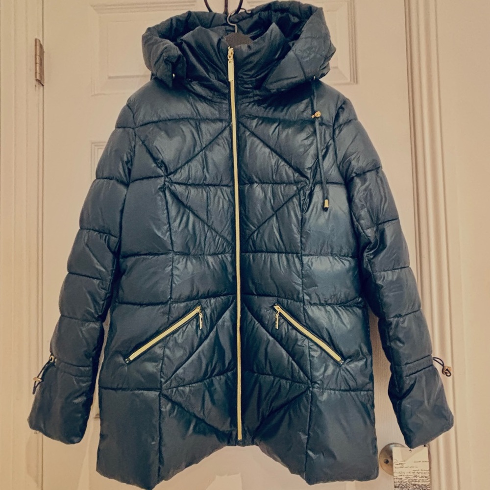 Kensie Women's Insulated Coat with Hood color Teal Sz L